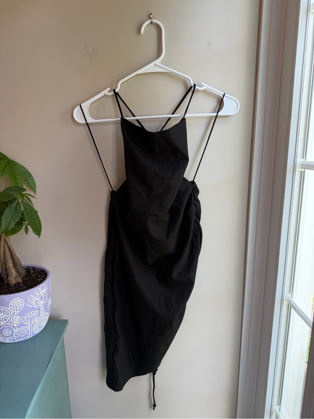 Lioness Black Mini Dress with Spaghetti Straps